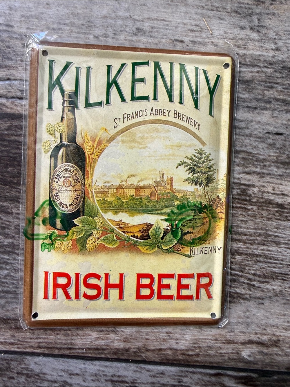 2 for $15 sale: VTG Kilkenny Irish Beer St. Francis Abbey Brewery tin postcard